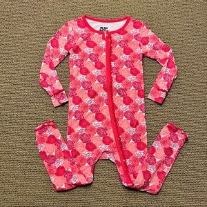 Kickee Pants Roses Muffin Ruffle Coverall with Zipper - EUC